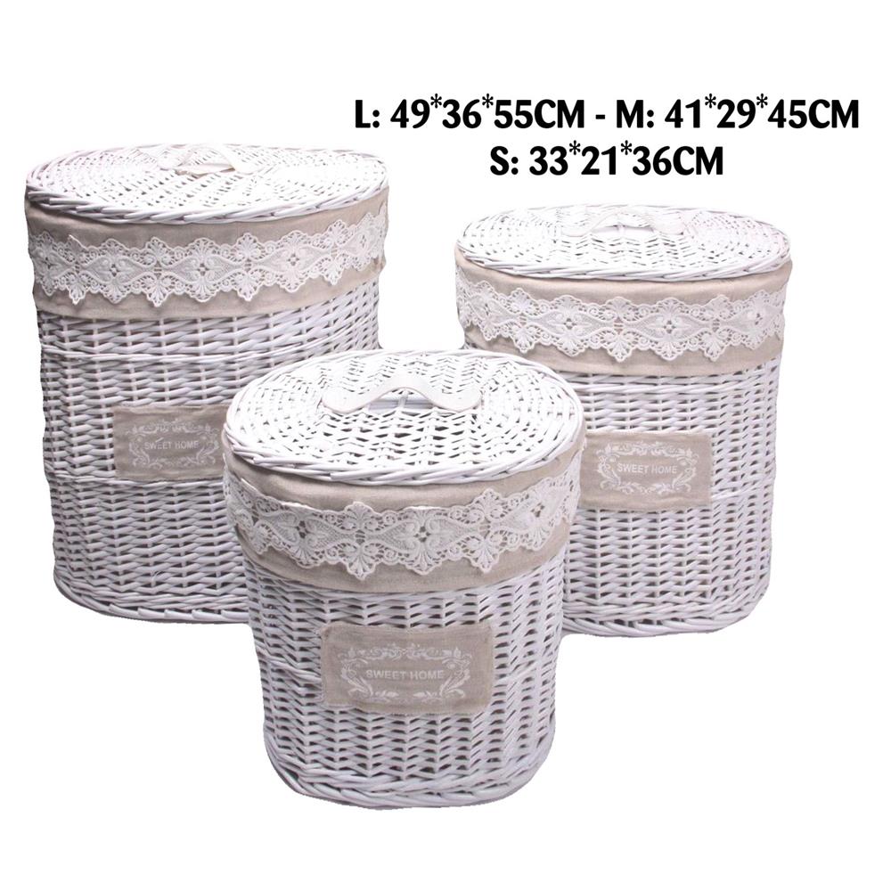 IL 56460 S/3 CESTA VIMINI BURANO OVALE C/COPERCHIO - Vimini - Ceste | Mikasa