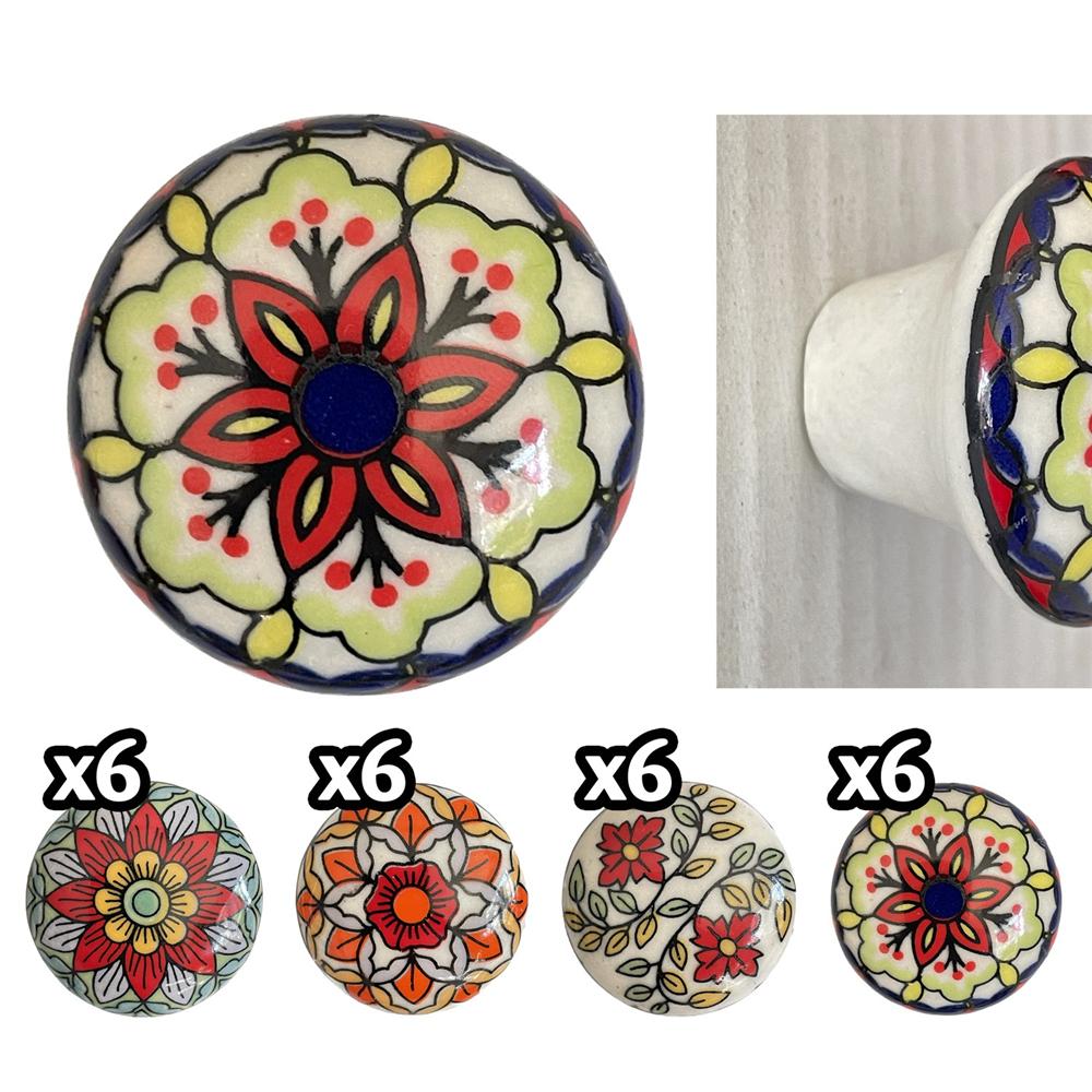 Ind 59632 Pomello Tunisi Floreale 7*3,8*3,8Cm 4 Ass. - Assortito - Pomelli | Mikasa