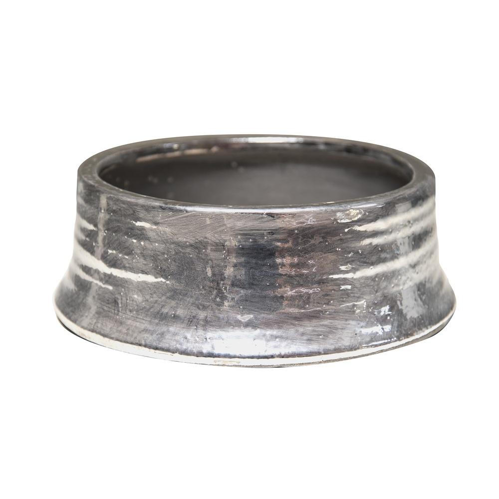 Kei 57458 Vaso Basso Vulcano Argento D.25*9Cm