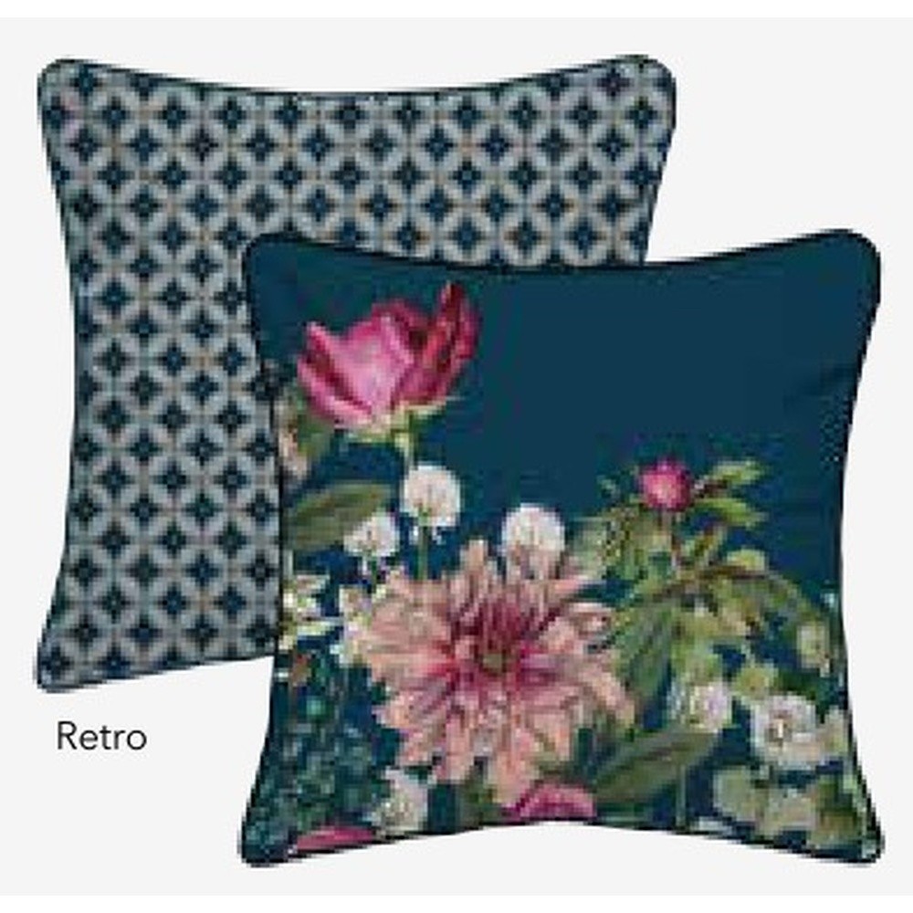 Fodera Cuscino Velluto Giardino C/Piping Cm.50X50 Blu 11