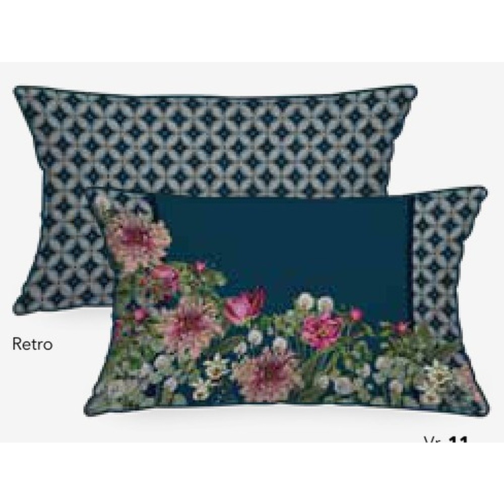 Fodera Cuscino Velluto Giardino C/Piping Cm.35X60 Blu 11