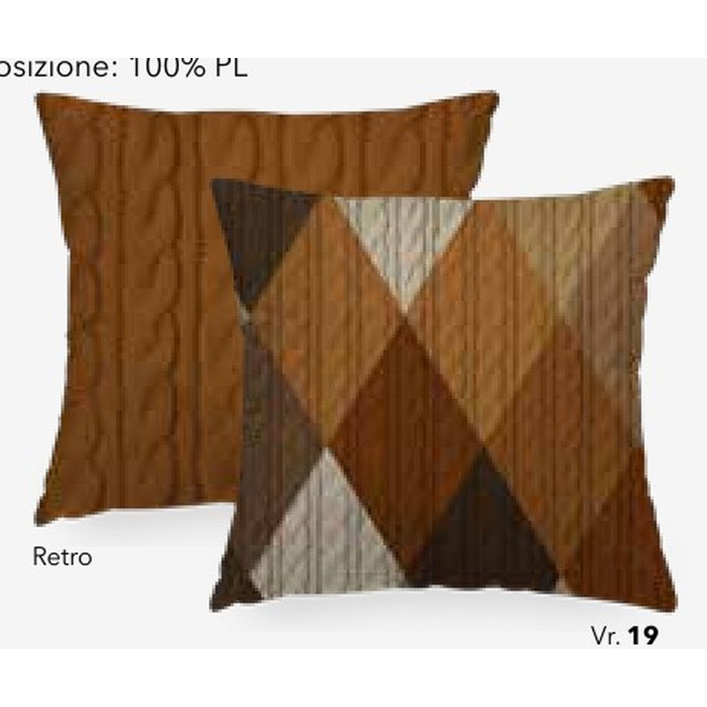 Fodera Cuscino Velluto Shine Tricot Rombo Cm.48X48 Marrone 19