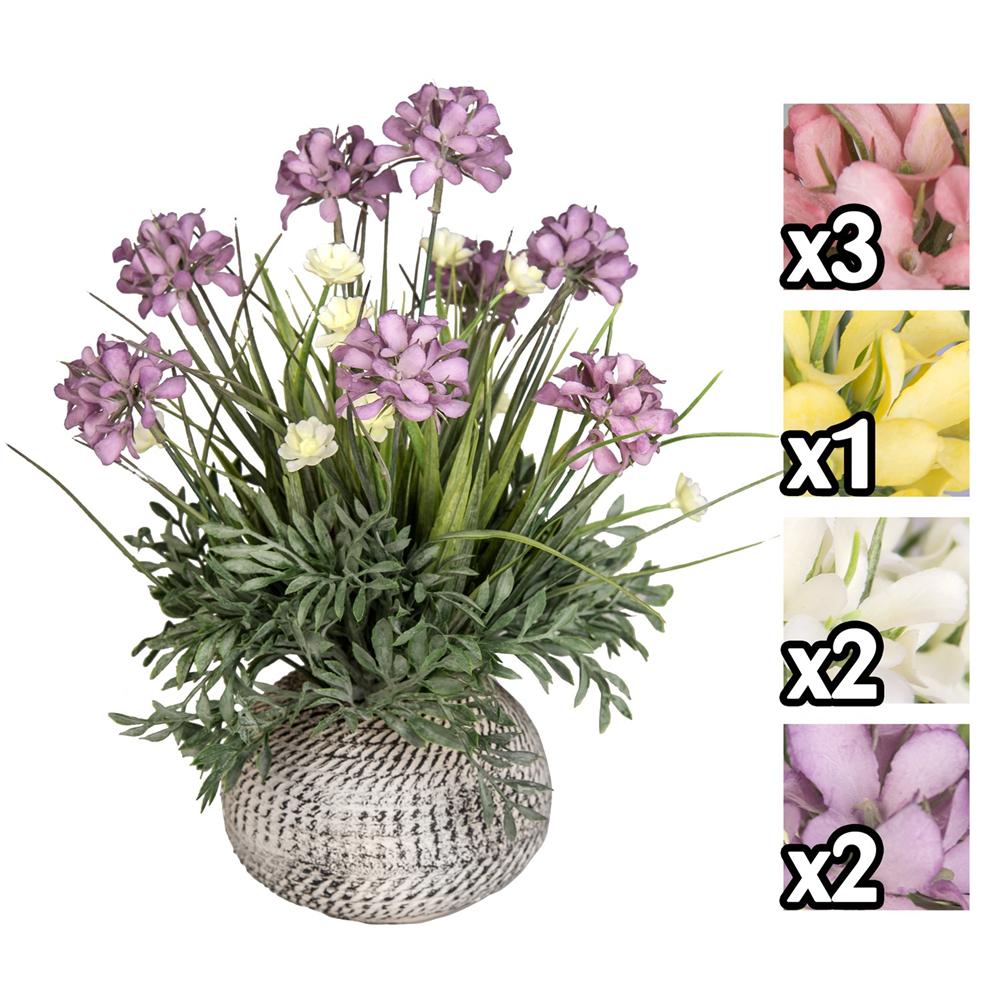 Lao 57496 Pianta Fiore Aglio Vaso Grigio D.14*35Cm 4 Ass.