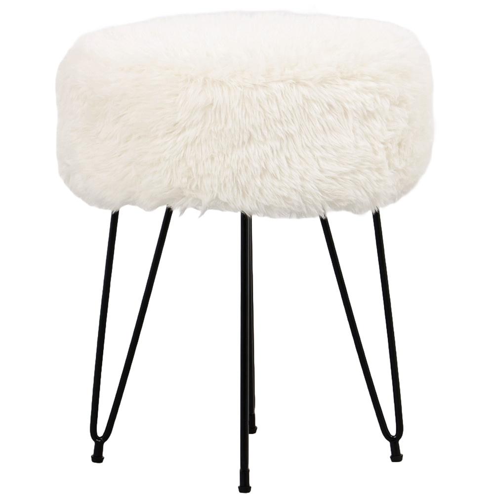 Lay 59895 Pouf Finta Pelliccia Alaska Crema 35*35*43Cm - Pelliccia Crema - Pouf | Mikasa