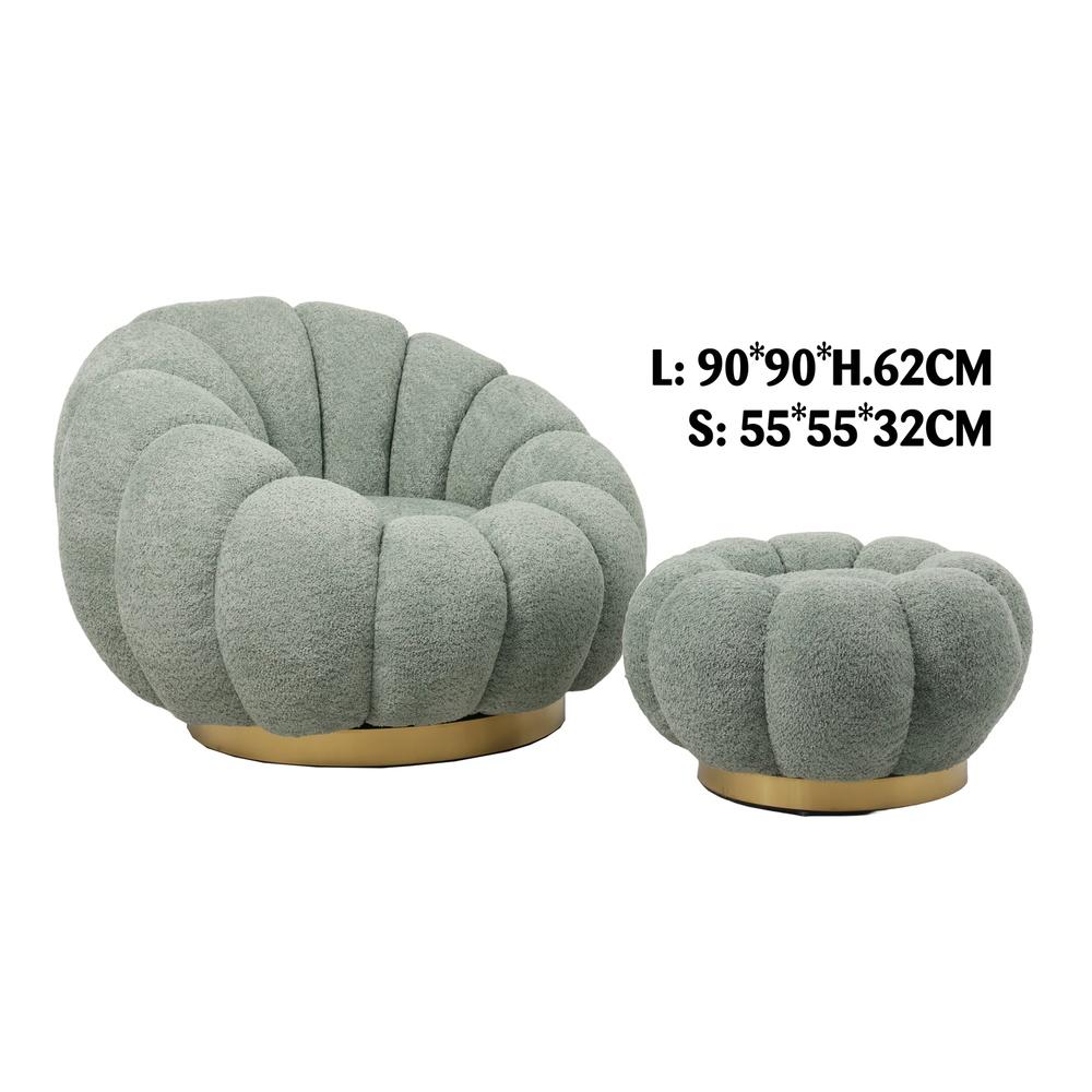 Lay 59918 Poltrona Con Pouf Boucle' Tiffany 90*90*62Cm + 55*55*32Cm - Boucle Blu - Poltrone | Mikasa