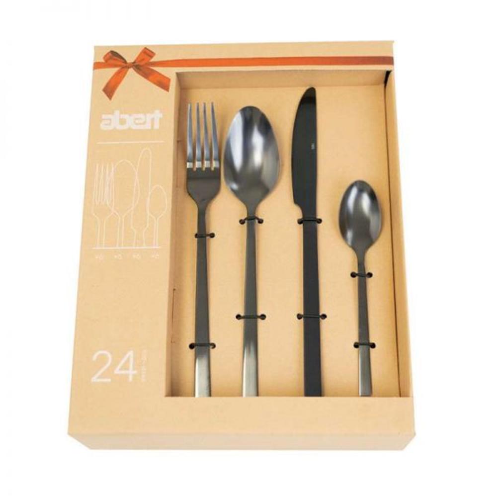 Serv.24Pz Bond Pdl Black Inox 18/C C/Elegant - Acciaio Inox Nero - Posate | Mikasa
