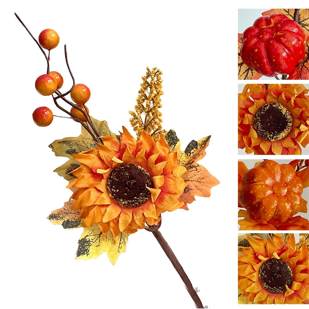 Lei 58925 Pick Autunno Zucca Girasole 28Cm 4 Ass. - Tessuto Assortito - Fiori | Mikasa