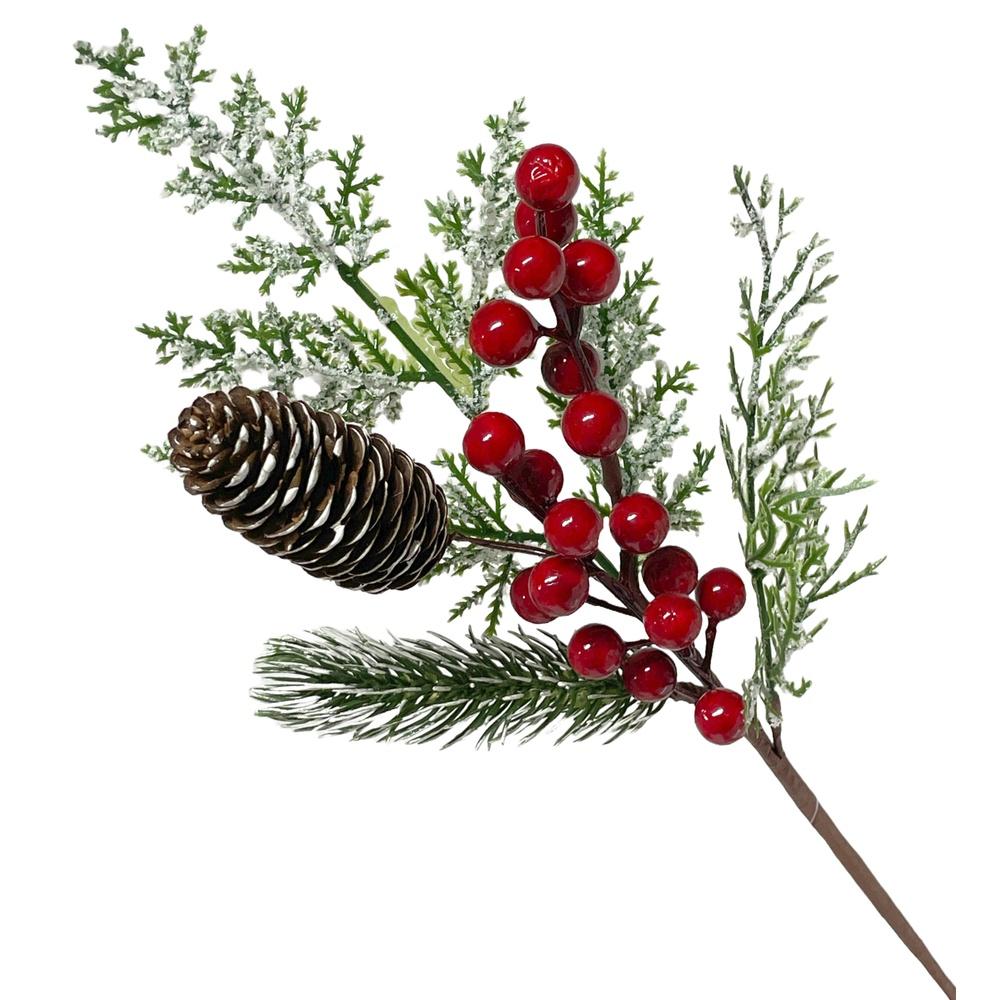 Lei 60344 Stelo Pino Innevato Con Bacche Xmas 43Cm