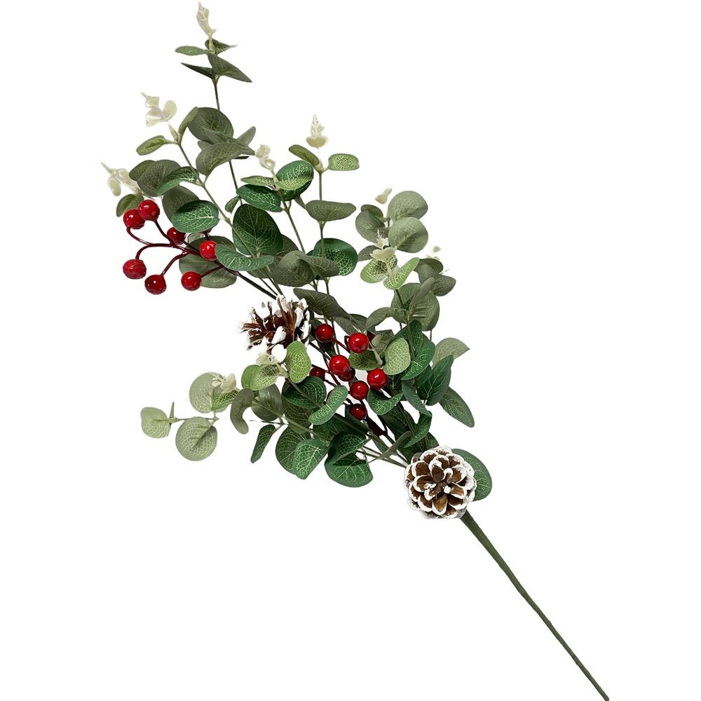 Lei 60351 Stelo Eucalipto Bacche E Pigne Xmas 74Cm