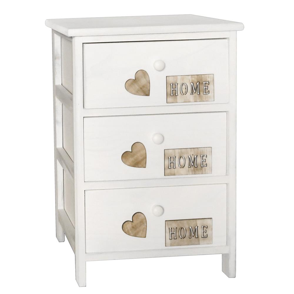 LIN 57155 MOBILETTO CUORE BIANCO 3 CASSETTI 40*29*58CM