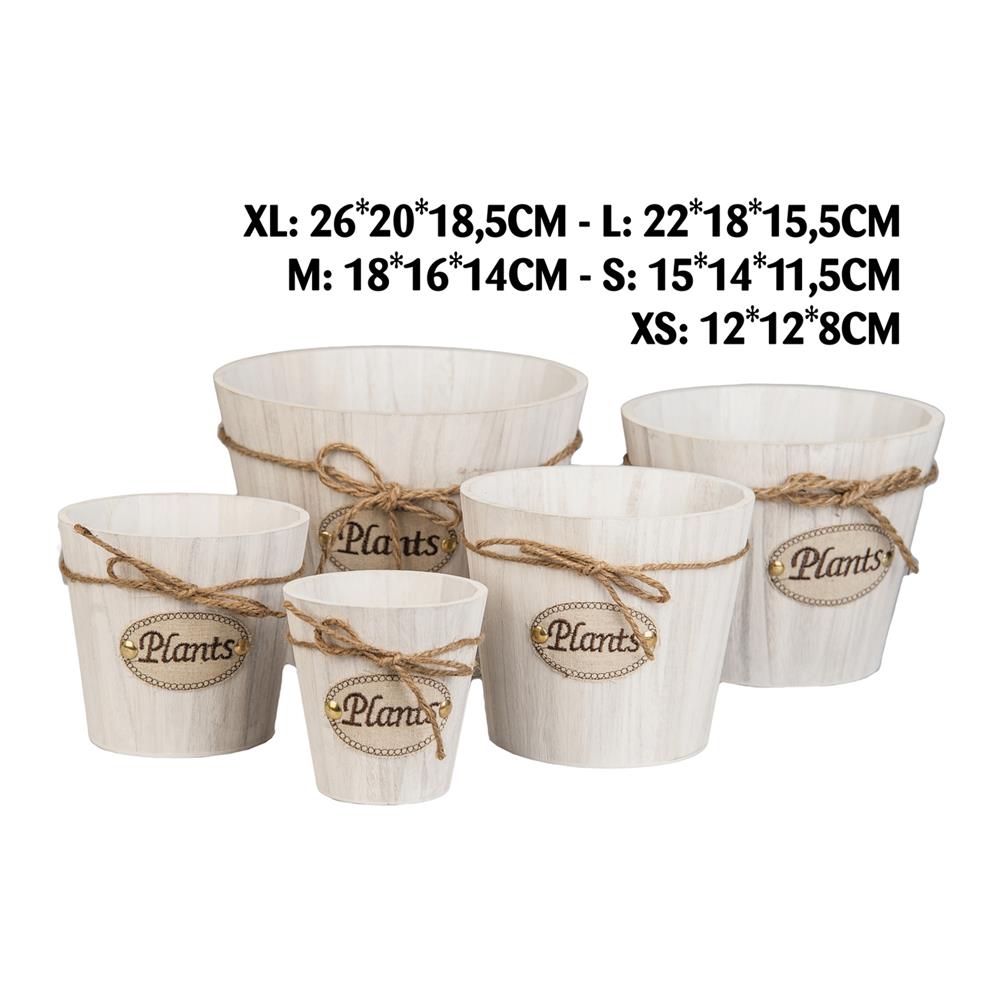 Lin 57417 Set 5 Portavaso Legno Flowers Round - Legno Bianco - Porta Vasi | Mikasa