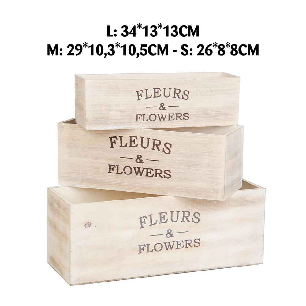 LIN 57419-G PORTAVASO LEGNO FLOWER SQUADRATO 34*13*13CM