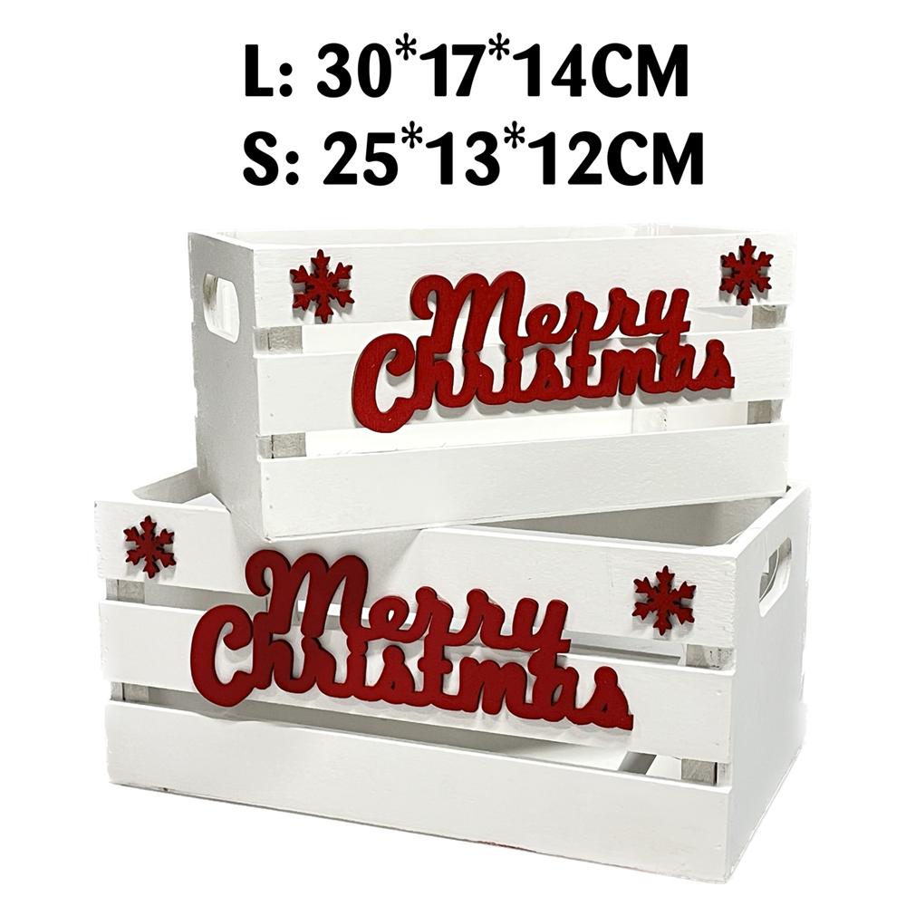 Lin 59093-P Cassetta Xmas Legno White S 25*13*12Cm - Legno Bianco - Cassette & Cestini | Mikasa