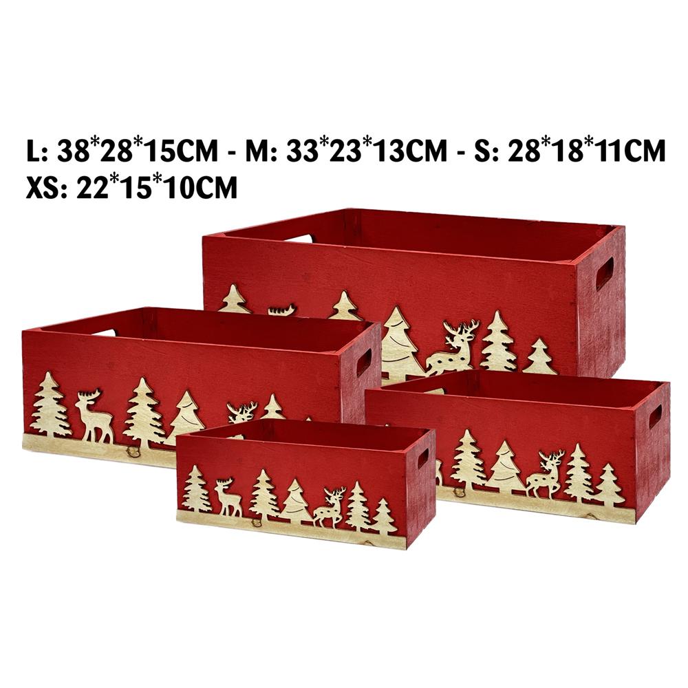 Lin 59096-P Cassetta Xmas Landscape Red Xs 22*15*10Cm - Rosso - Cassette & Cestini | Mikasa