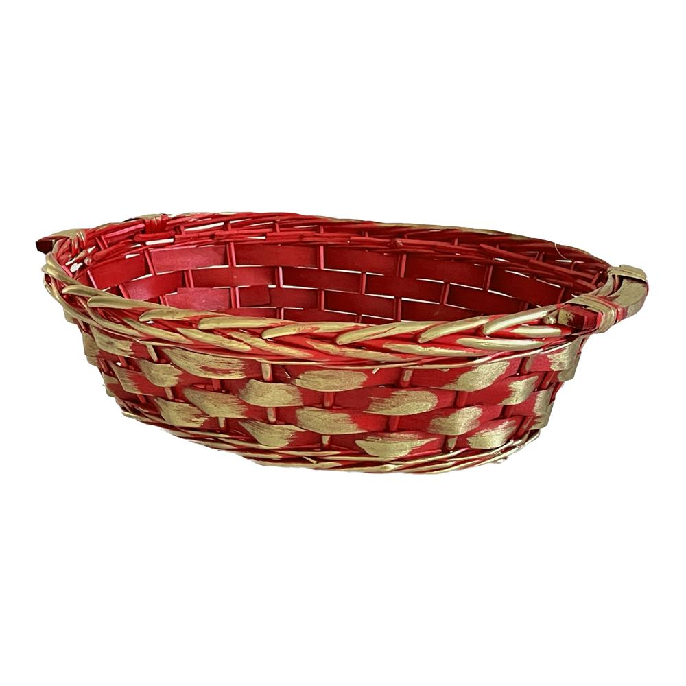 Lin 59108 Cestino Red And Gold Ovale Small 38*34*12Cm - Oro - Casalinghi | Mikasa