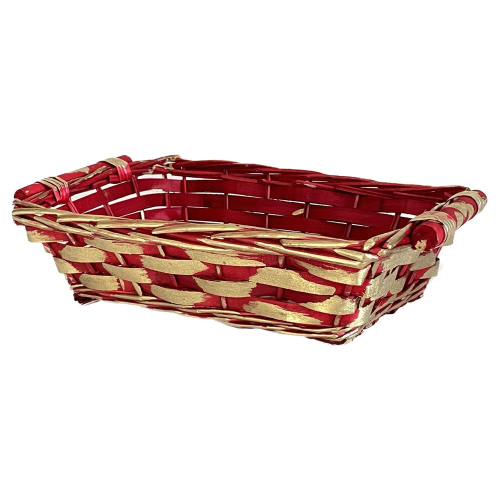 Lin 59109 Cestino Rettangolare Red And Gold Big 45*34*12Cm - Oro - Cassette & Cestini | Mikasa