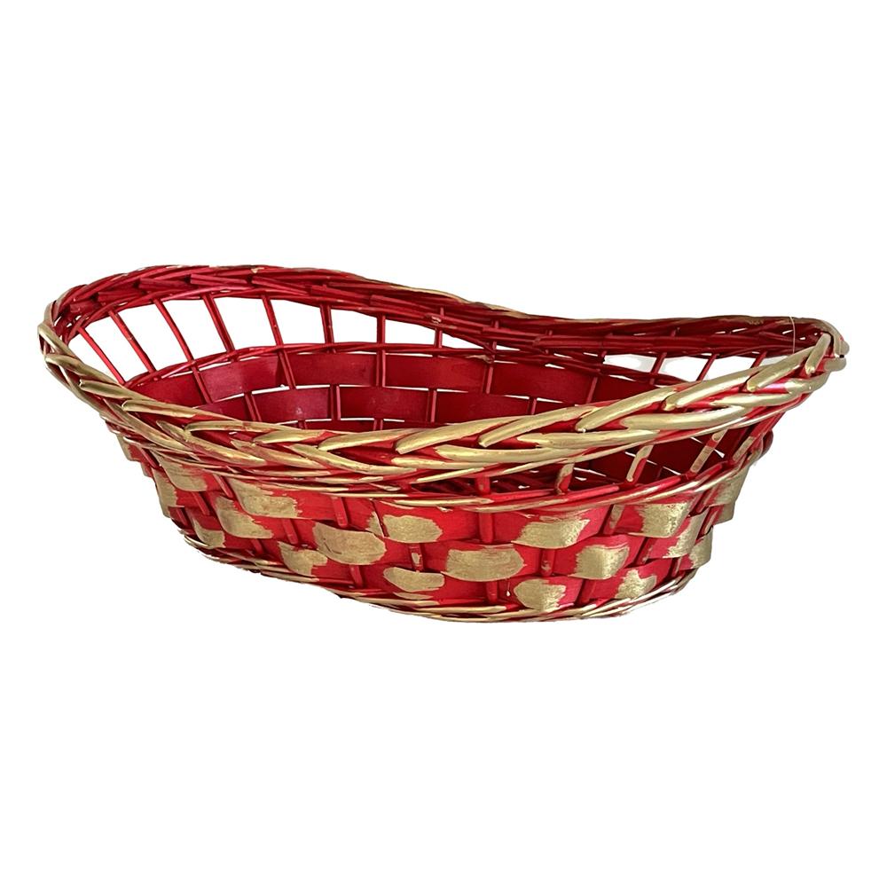 Lin 59111 Cestino Boat Shape Red And Gold 51*36*17Cm - Oro - Cassette & Cestini | Mikasa