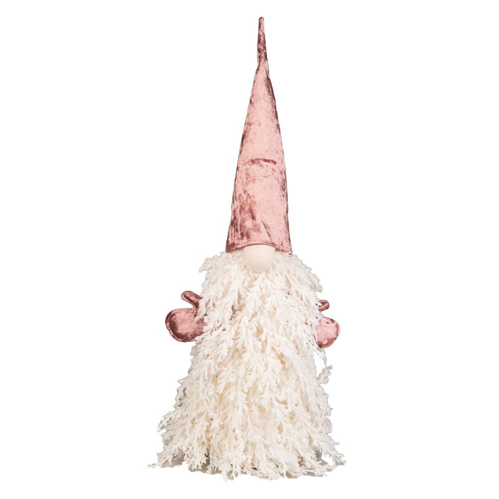 Liy 56584 Deco Albero Elfo Bianco Cappello Rosa Antico 65Cm