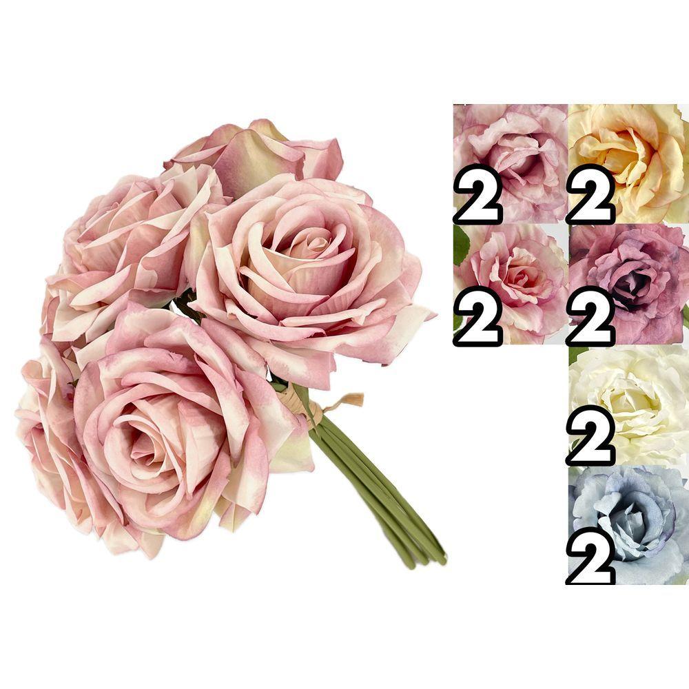 LIY 62693 Bouquet 6 Rose Rich Colors 32Cm 6 Ass.