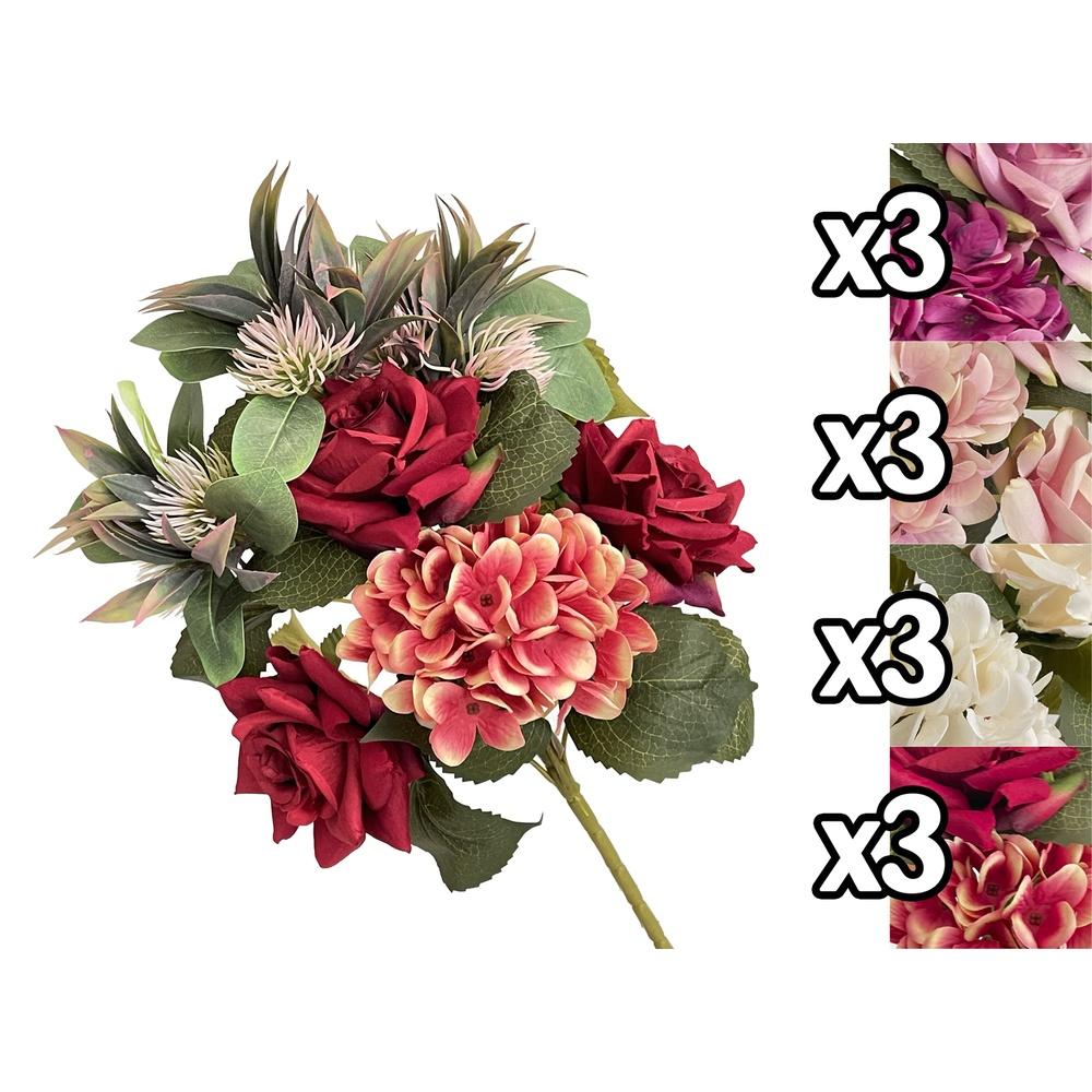 Lus 60058 Mazzo Rose E Ortensie Frontale 48Cm 4 Ass.
