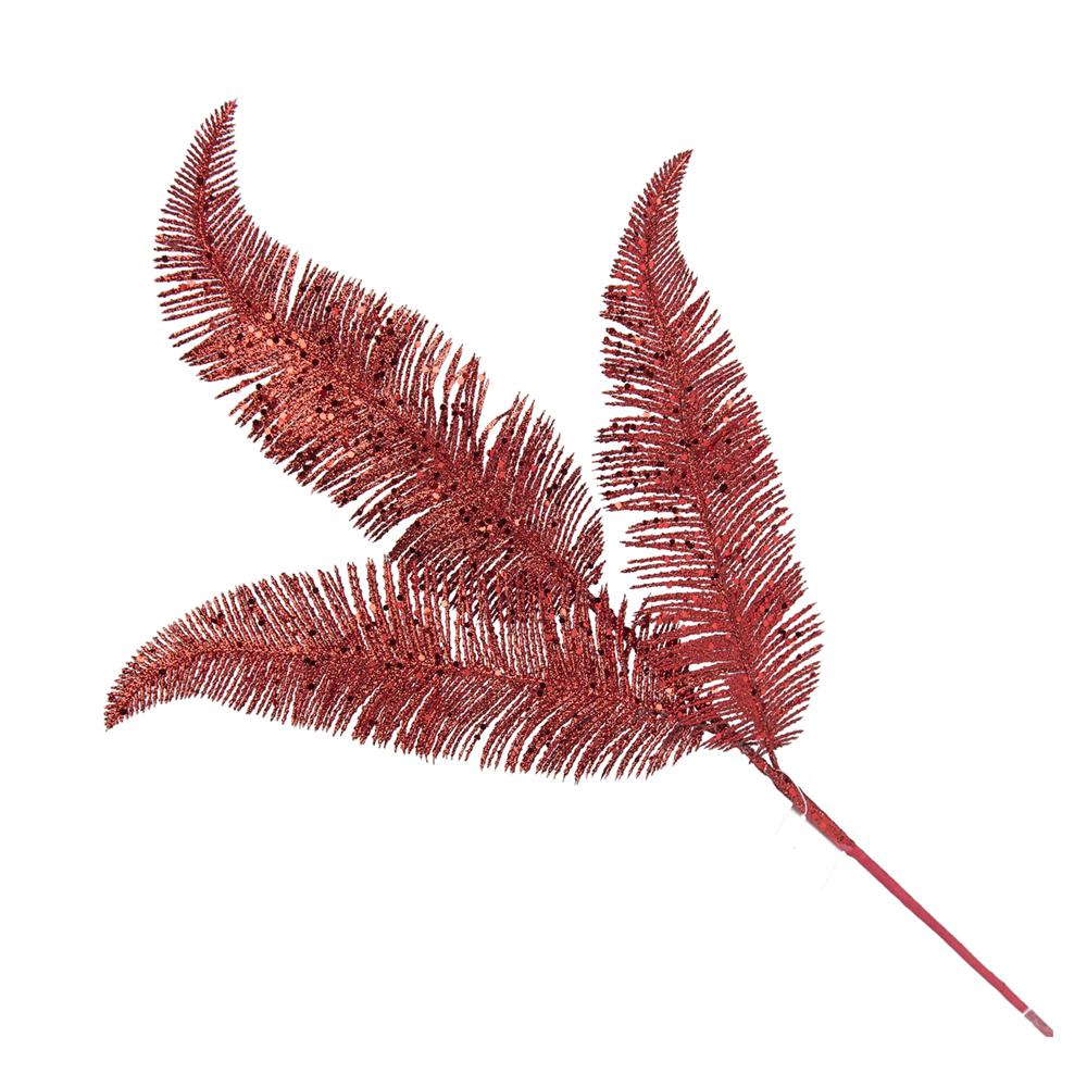 Luv 57538 Stelo Felce Glitter Red 60Cm - Rosso - Fiori (Natale) | Mikasa