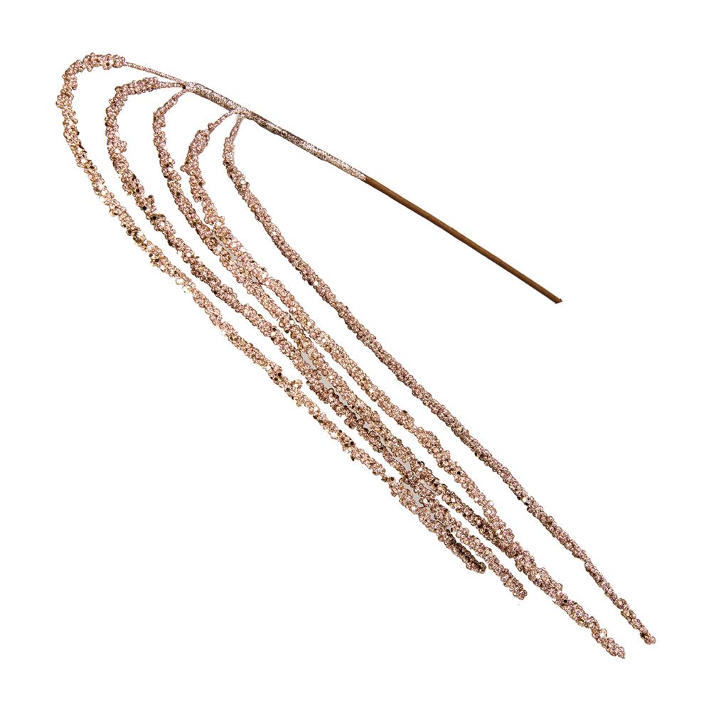 Luv 57556 Stelo Pendente 5 Rami Glitter Antique Pink 100Cm - Rosa - Fiori (Natale) | Mikasa