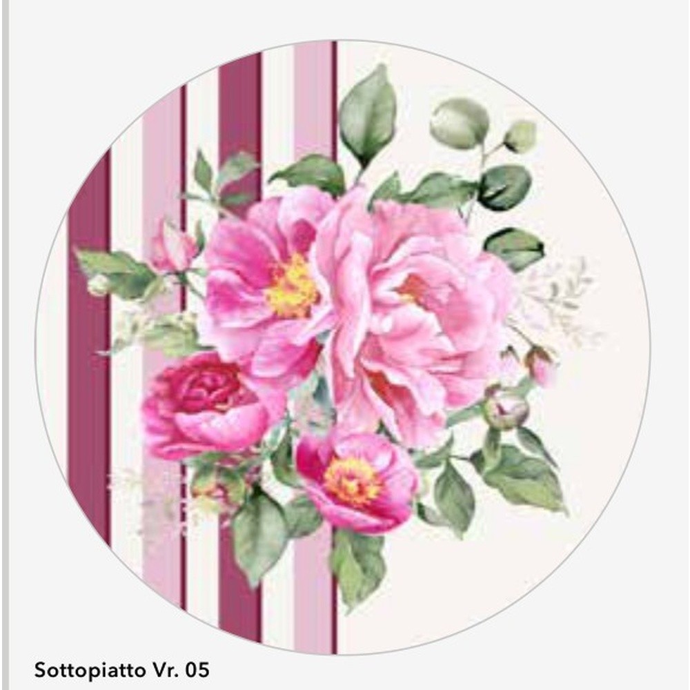 Sottopiatto Rivestito Peony Set 2 Pz Ø Cm.36 Rosa 05