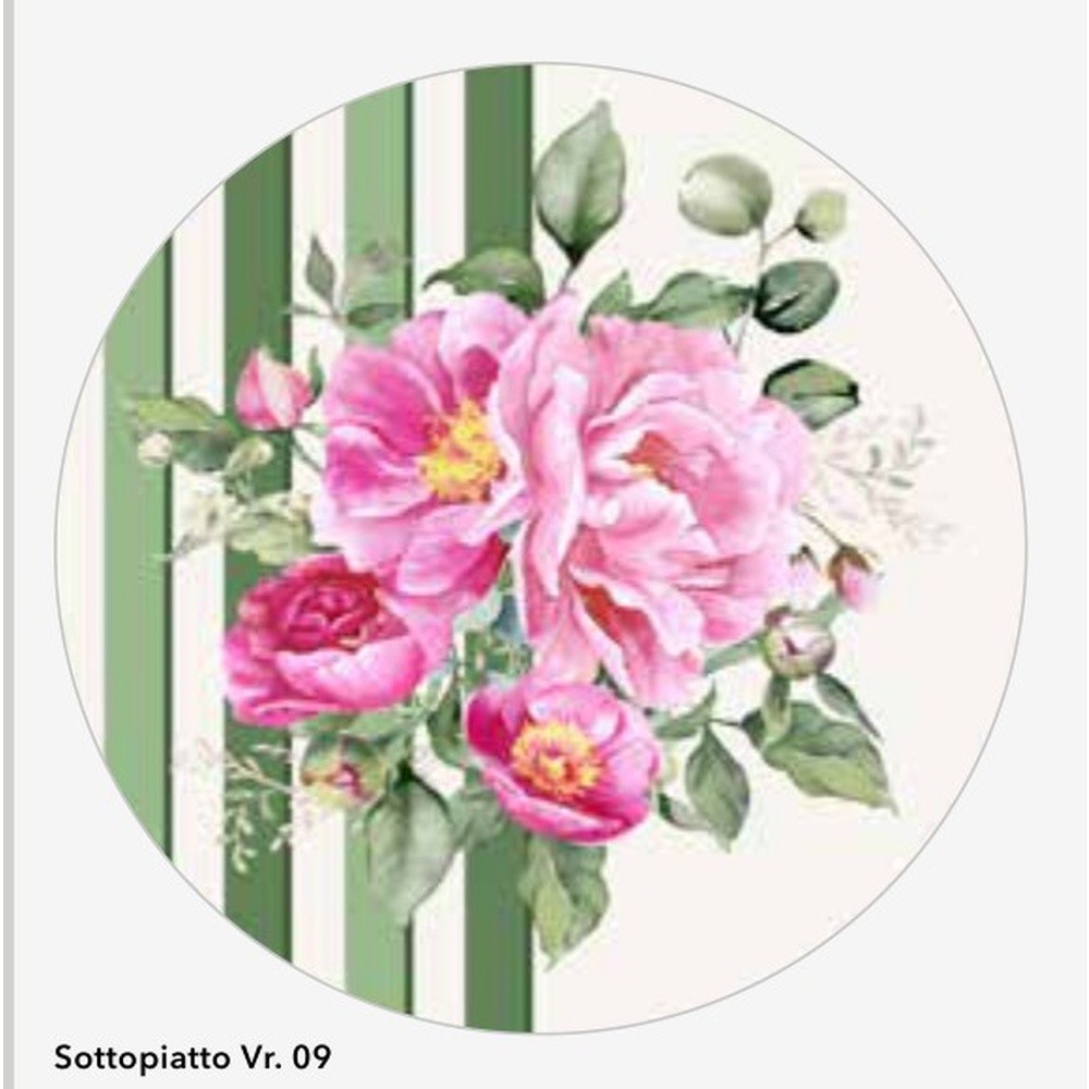 Sottopiatto Rivestito Peony Set 2 Pz Ø Cm.36 Verde 09