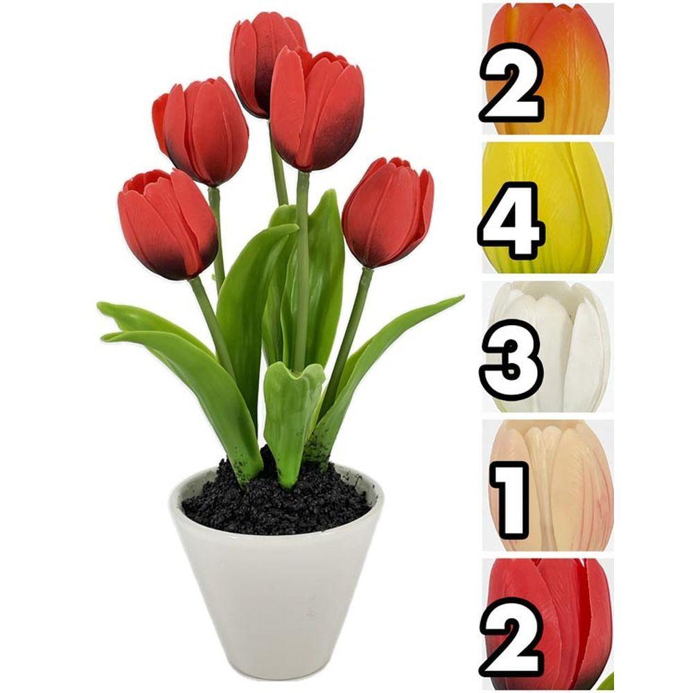 MEI 62651 Vaso 5 Tulipani Real Touch Ceramica 30,5Cm 5 Ass.