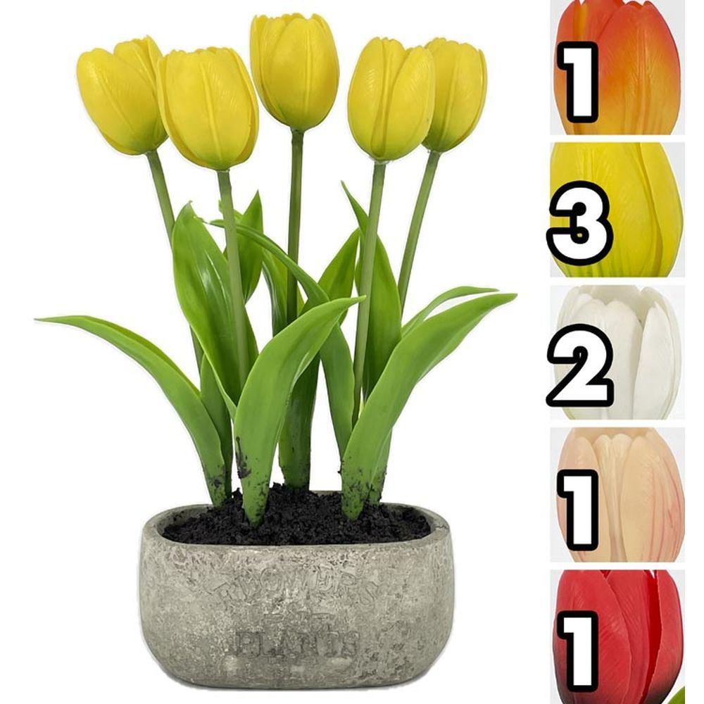 MEI 62652 Vaso 5 Tulipani Real Touch Cemento 27,5Cm 5 Ass.