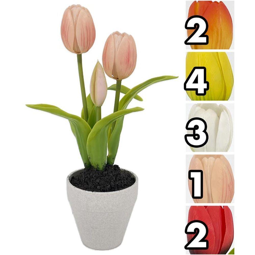 MEI 62656 Vasetto 3 Tulipani Real Touch 26Cm 5 Ass.
