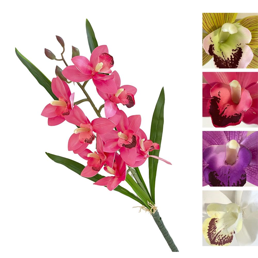 Nic 59483 Bush Orchidea 8 Fiori Con Foglie 53Cm 4 Ass.