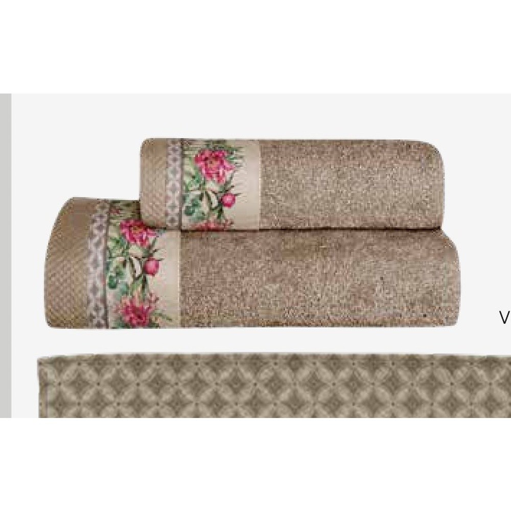 Spugna Giardino Coppia Cm.40X60 + 60X100 Gr.550 Beige 03 - Cotone Beige - Asciugamani | Mikasa