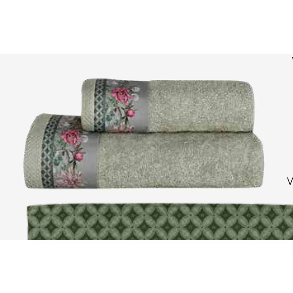 Spugna Giardino Coppia Cm.40X60 + 60X100 Gr.550 Verde 09 - Cotone Verde - Asciugamani | Mikasa