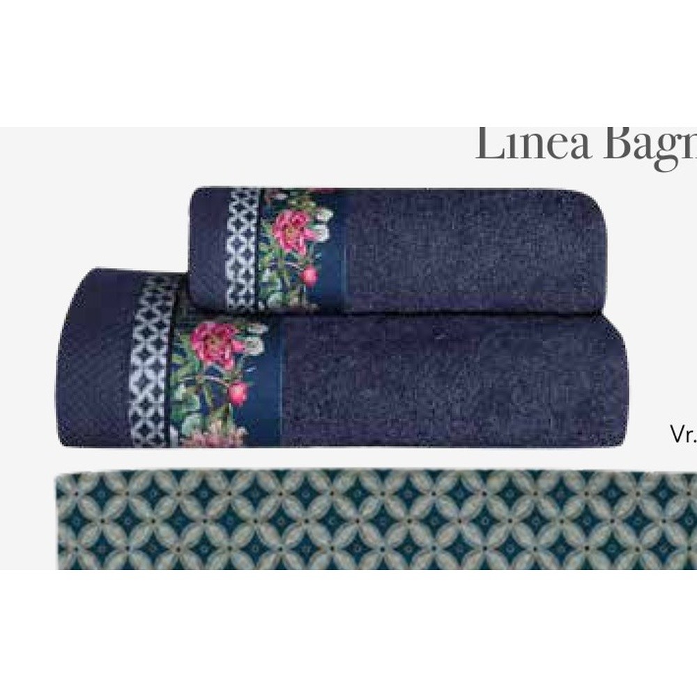 Spugna Giardino Coppia Cm.40X60 + 60X100 Gr.550 Blu 11 - Cotone Blu - Asciugamani | Mikasa