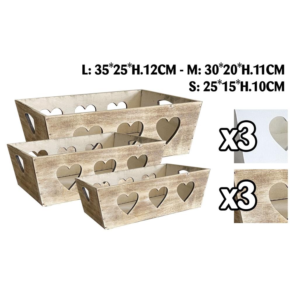 Qib 59956-G Cassetta Heart In Legno L 35*25*12Cm 2 Ass. 1/6