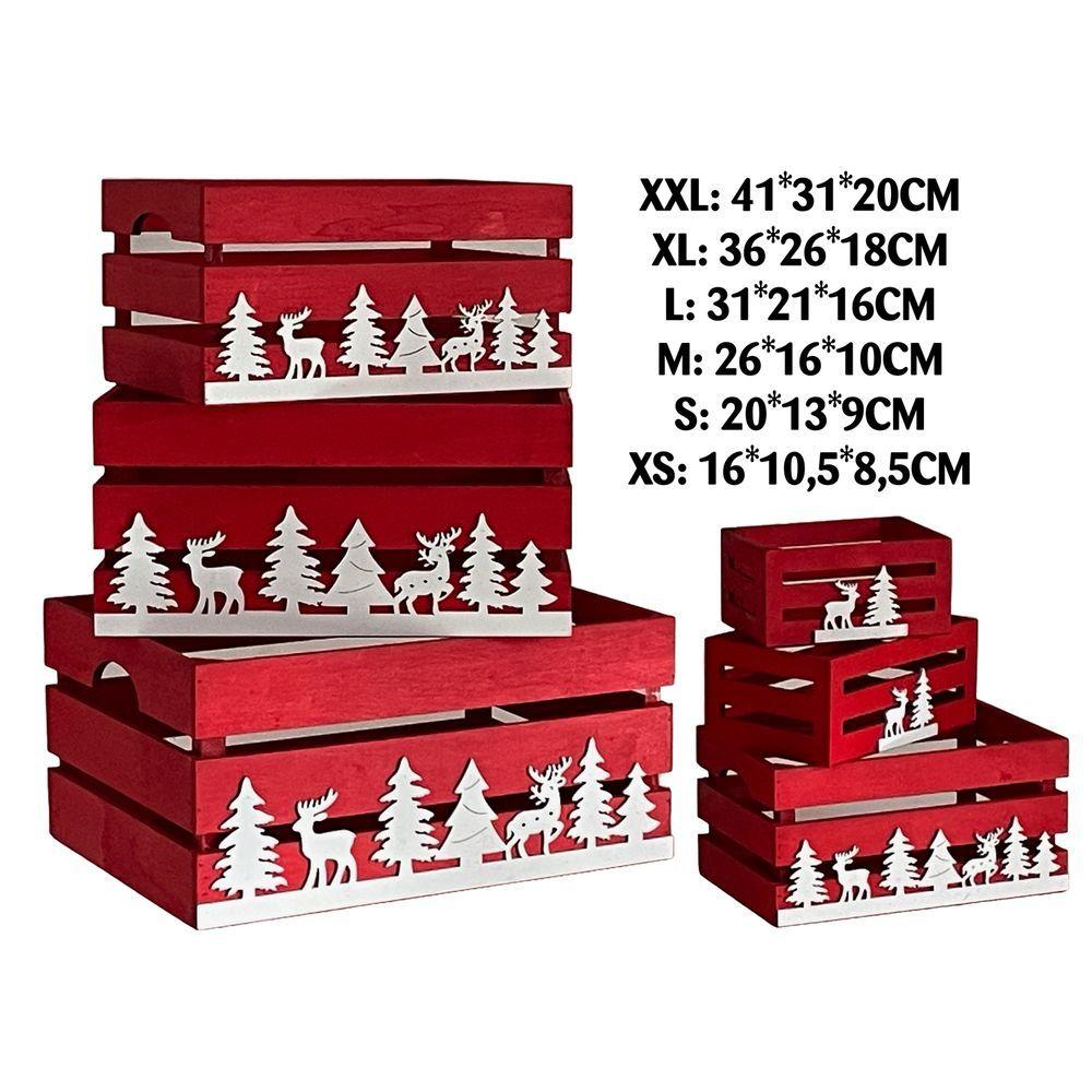 Qib 61438 Set 6 Cassette Natalizie Natural Su Red Xxl-Xs - Rosso - Cassette & Cestini | Mikasa