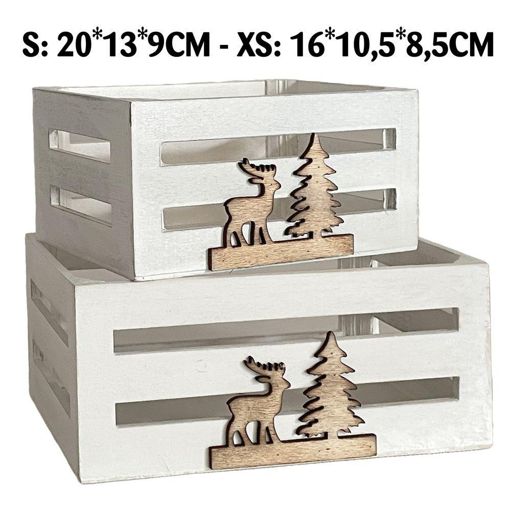 Qib 61448 Set 2 Cassette Natalizie Natural Su Bianco S-Xs - Bianco - Cassette & Cestini | Mikasa