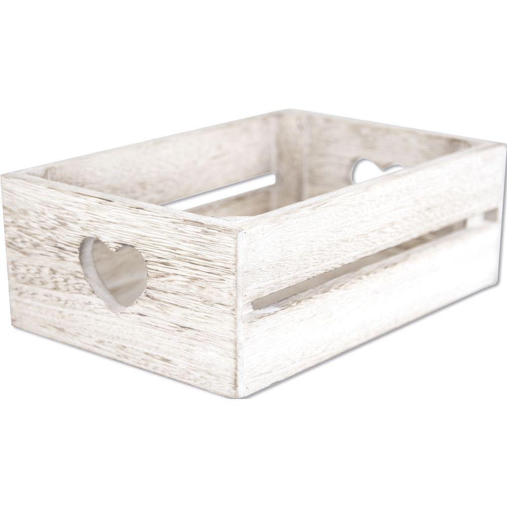Qib 60634 Cassetta Legno Empty Heart Bianca 22*15*9Cm 60634