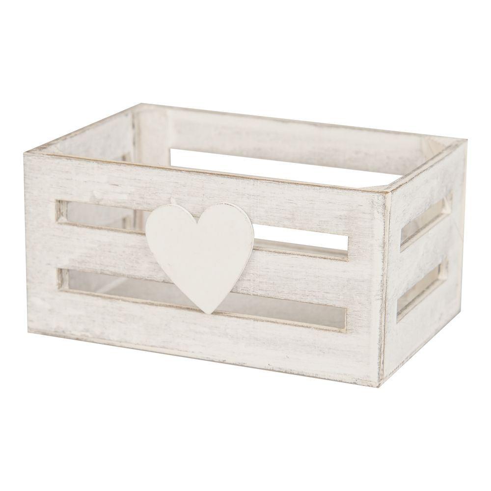Qib 60632 Cassetta Legno Heart Tag Bianca 16*10.5*8.8Cm 60632