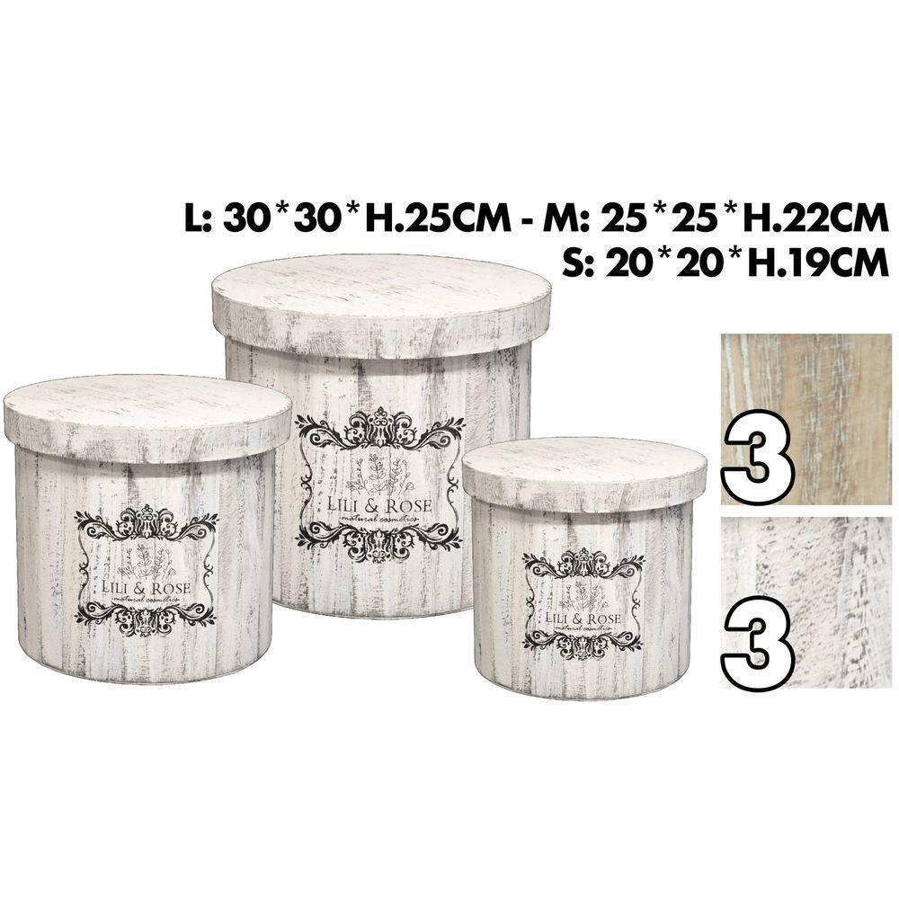 QIB 62450 Set 3 Scatole Round Shabby 2 Ass.