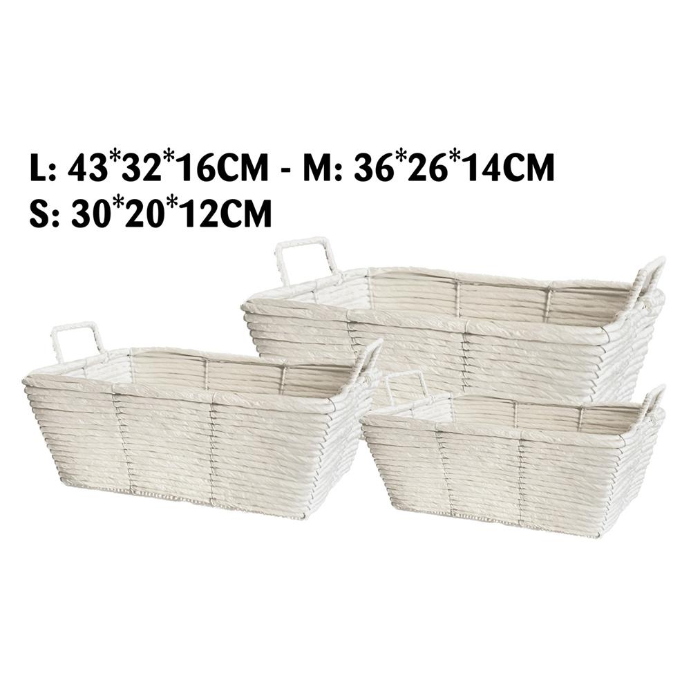 Qiu 58967 S/3 Cestini White Rope Rettangolari
