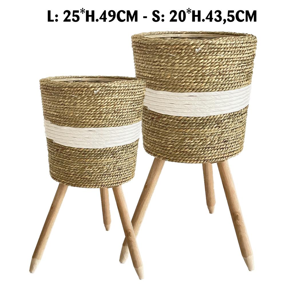Qiu 58974 S/2 Portavaso Rope Alto Natural/White - Corda Bianco - Porta Vasi | Mikasa