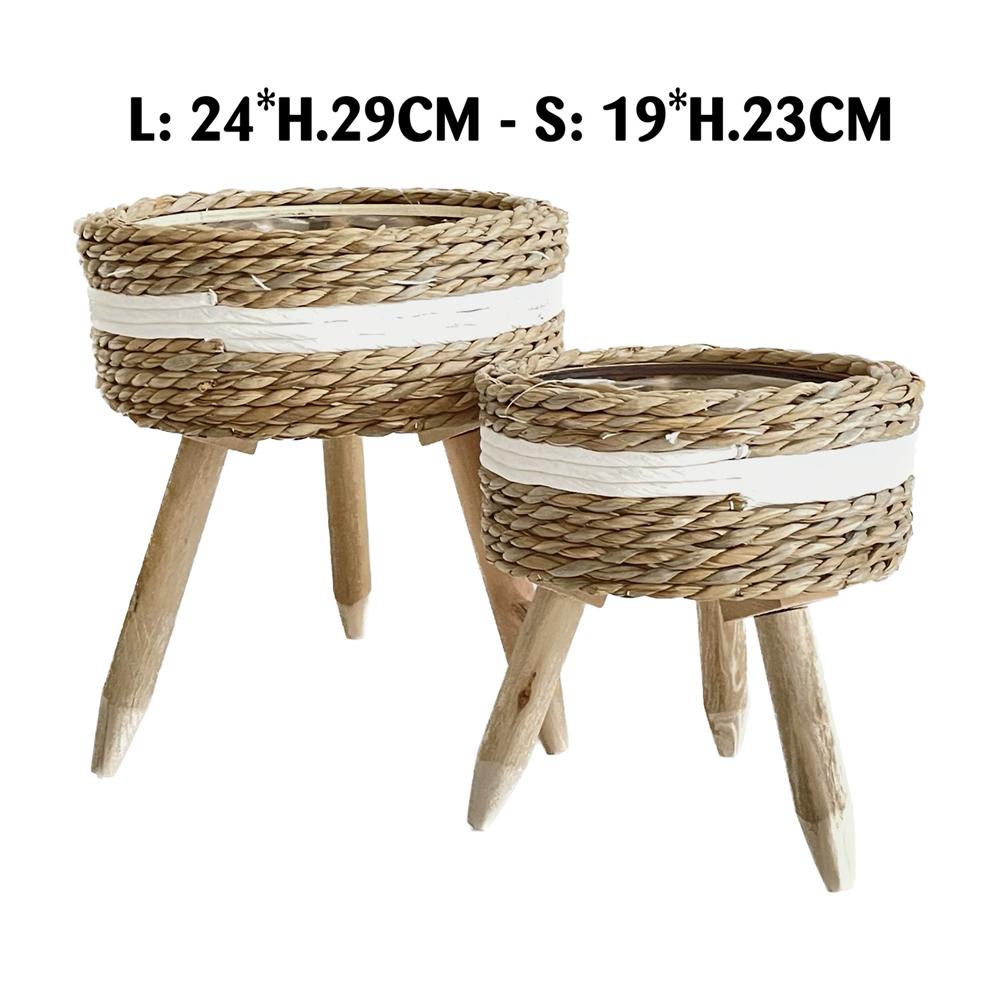 Qiu 58980 Portavaso Rope Basso Natural/White Small 19*9Cm - Corda Bianco - Porta Vasi | Mikasa