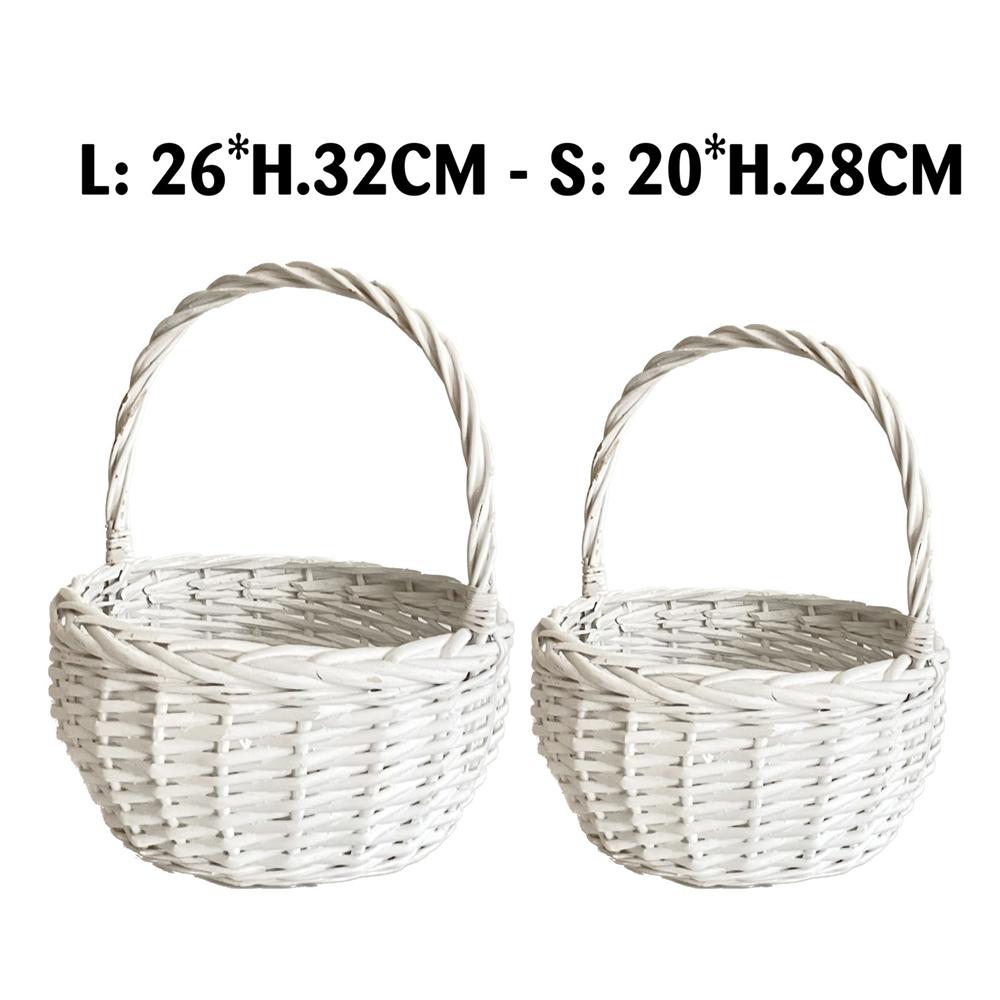 Qiu 58987 S/2 Cestini White Intrecciati Con Manico
