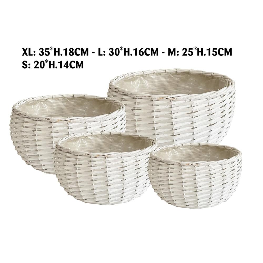 Qiu 58997 Portavaso Round White Intrecciato L 30*16Cm