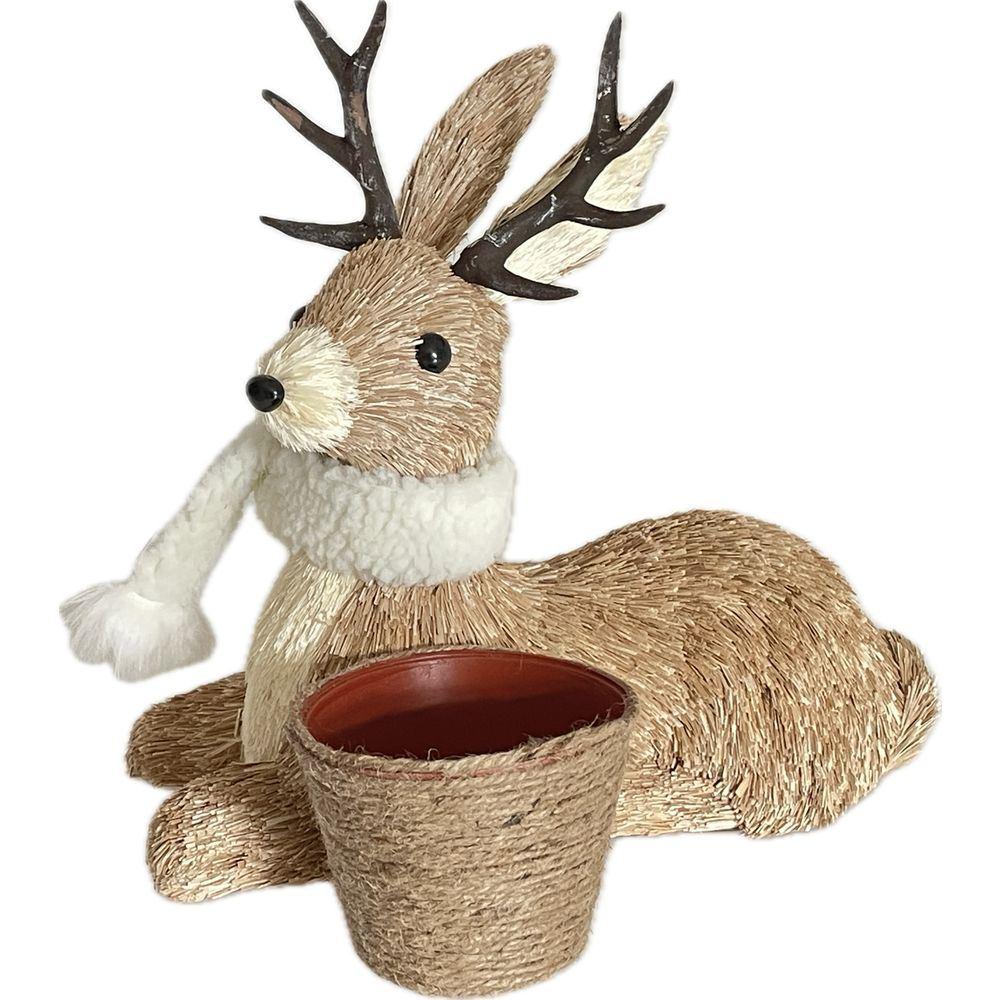 Ren 61310 Renna Vaso Sitting Sciarpa Bianca 29*15*42Cm