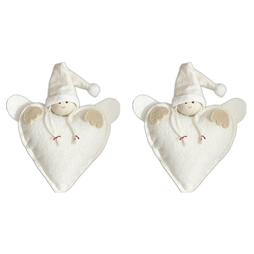 Rey 56989 Set 2 Pcs Hanging Girl Heart - Cream - 15 X 10 X 2