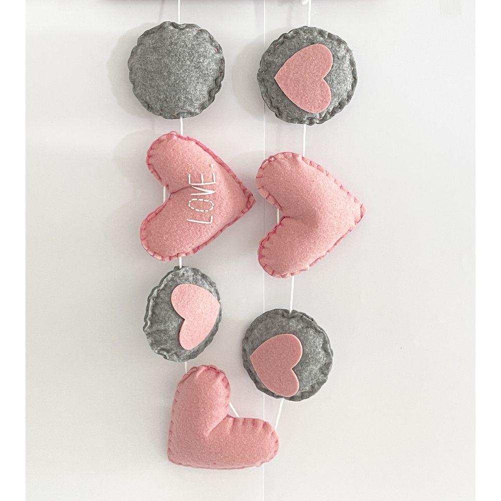 Rey 57039 Heart Garland - Antique Pink+Grey - 95 X 9 X 2