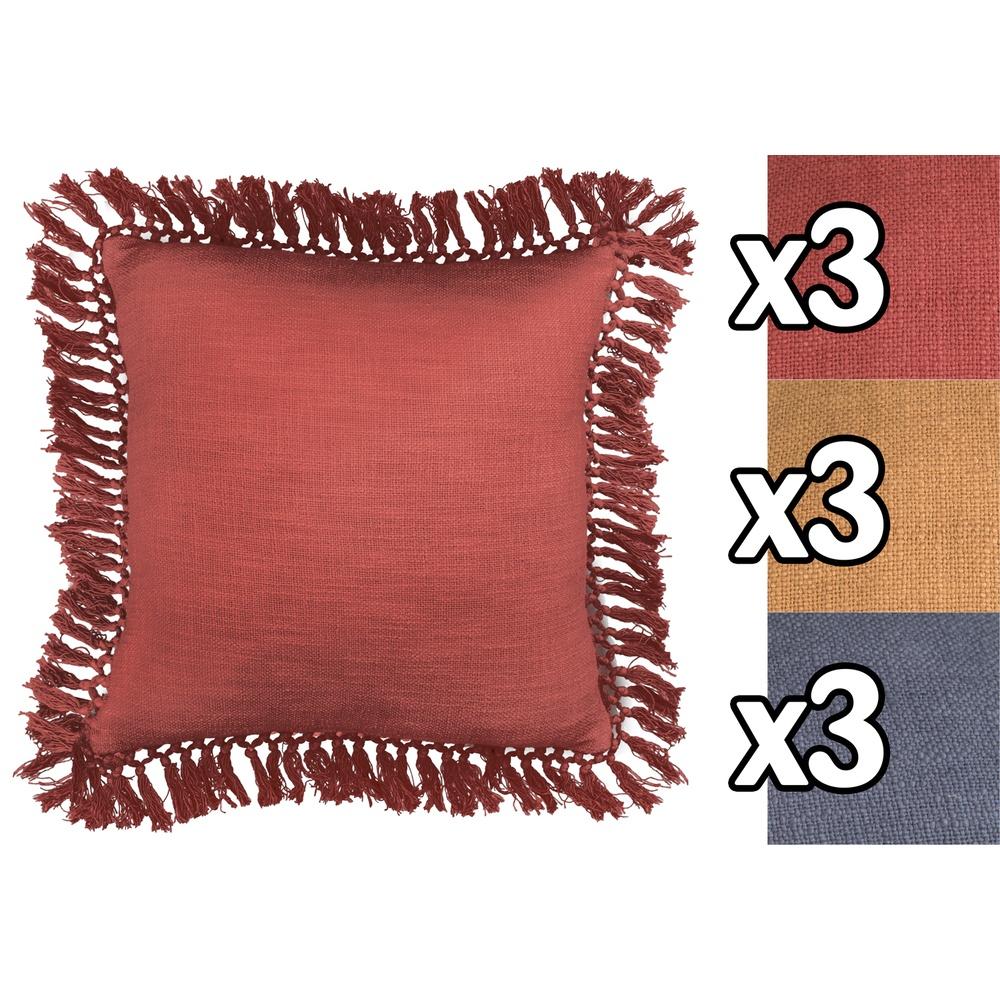 Rlk 59766 Cuscino Quadrato Oriente Con Frange 45*45Cm 3 Ass.